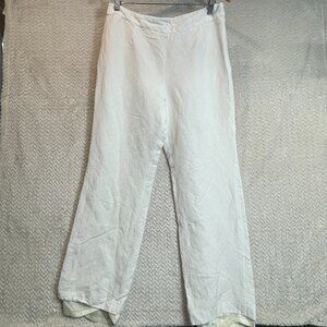 Kasper Audrey Classic Side Zip White Linen Lined Pants Women Size 8 | Resortwear